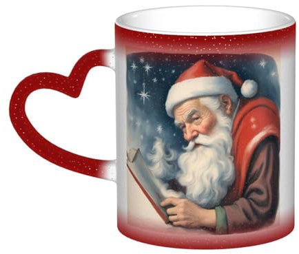 Idea de regalo única para hombres y maridos, tazas mágicas de cerámica sensibles al calor, taza de café personalizada, Papá Noel
