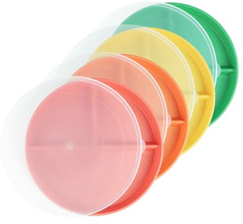 greenandlife Lot de 4 Assiettes Divisées, 22.8cm Assiette Plastique Reutilisable,Plate à Compartiments Incassable pour adultes et petits enfants, sans BPA,Passe au Micro-Ondes et au Lave-Vaisselle