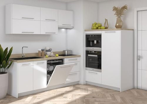 Feldmann Preiswert Wohnen Küchenzeile BONN Einbauküche 204cm weiß Front MDF matt HETTICH Vollauszug