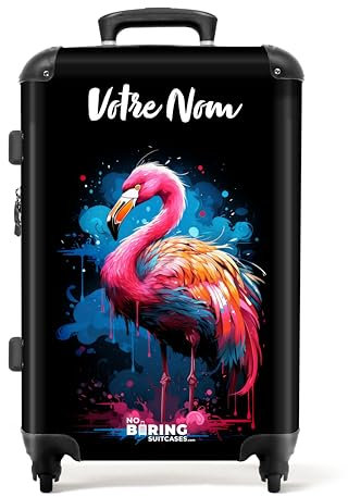 NoBoringSuitcases.com Reisekoffer Personalisiert, Koffer Groß, TSA Schloss, Koffer Mittelgroß 4 Rollen Leicht, Koffer Gross, Koffer Für 20 Kilo Gepäck, Koffer Mittelgroß (Flamingo - Rosa 67 cm - 72 L)