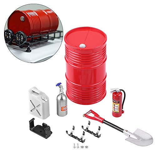 SUNGOOYUE Accessoire de Chenille RC, Mini Outil de Simulation de Décoration, Pelle de Voiture, Réservoir de Carburant, Ensemble D'extincteurs pour Les Amateurs de Voitures RC (Modèle C)