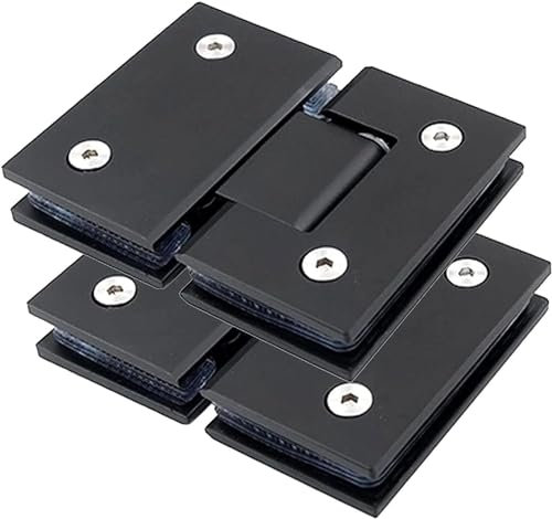 Charnière de porte en verre, clip de porte de salle de bain, 2 pièces pince de porte de douche robuste en acier inoxydable 304, clip de salle de bain for verre de 8 à 12 mm, charnière en verre noir ma