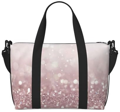 YUNWEIKEJI Rosa Glitzer bedruckt, Große Strandtasche, Umhängetasche, Reisetasche - Tragetasche, Handtasche mit Griffen und Riemen