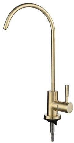 YWJFSA Trinkwasserhahn Küche Küchenarmatur Trinkwasserhahn Wasserfilter Wasserhahn Osmose Edelstahl 1/4,Gebürstetes Gold