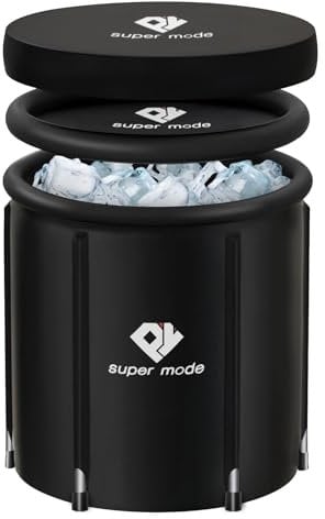 Lambluefly bañera Hielo (80 cm Ø) XL, Ice Bath con 8 de Acero Inoxidable, Bolsa Deportiva/termómetro/Escudo térmico/Cubierta Antipolvo - Juego Completo bañera de Hielo, para Terapia de Agua fría
