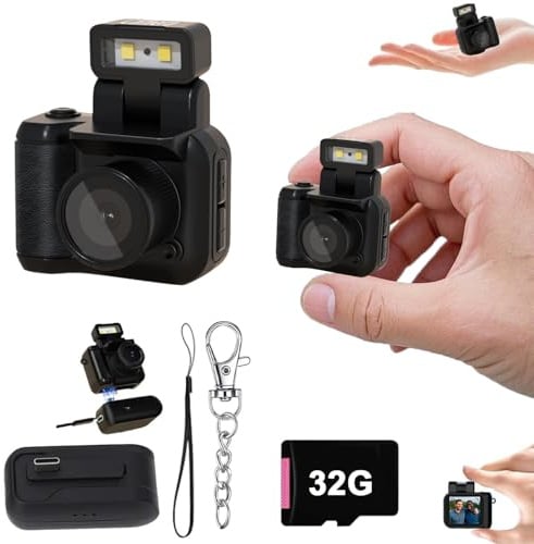 Gsnagole Retro-Snap-Kamera, nostalgische Mini-View-Kamera, winzige Schnappkamera, Schlüsselanhänger, digitale Fotokamera, Llavero Mini CáMara Retro, 1080p HD mit LED-Blitzlicht (32 G)