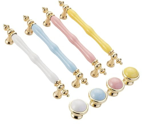 Keramik Griffe Türgriff Möbelgriffe Schrankgriffe Schubladengriffe 2 er Pack, für Küche Badezimmer Schlafzimmer Möbel, Kleiderschrank, Schrank, Tür, Schubladen, Kommoden, Holztore, Rosa (96mm)