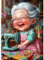 DAERLE Kit Pintura Diamante 5D, Abuela cosiendo, Bordado Diamante DIY con Perlas Brillantes, Arte Manualidades para Adultos, Decoración Creativa para el Hogar 30x40 cm, Anciana feliz