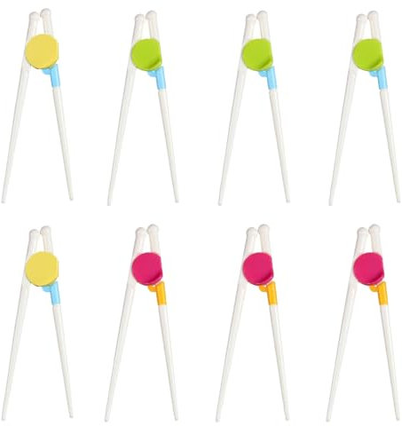 HoAhaMay 8 Paare Kinder-Essstäbchen, wiederverwendbare Trainings-Essstäbchen, Lern-Essstäbchen, chinesische Essstäbchen für Anfänger, Erwachsene, Ältere, Kinder (3 Farben)