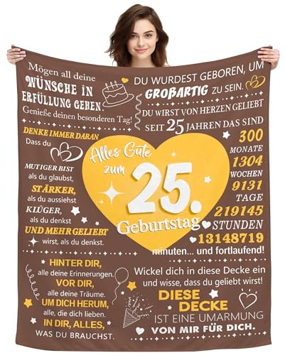 Original Geschenk 25 Jahre alt Frauen Männer Geburtstag Decke Geschenkidee zum 25. Geburtstagsdecke Tagesdecke für Freundin Freund Tochter Sohn Nichte Neffe Motivationssprüche Decke (25. Geburtstag)
