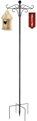 Doppelte Schäferhaken für den Außenbereich, 1 Stück 193cm Verstellbar Schäferstab Laternenstab Hirtenhaken Garten Doppelhaken für Laterne Pflanzenkörbe Solarleuchte Lichtern, Hochzeiten, Vogelhäuschen