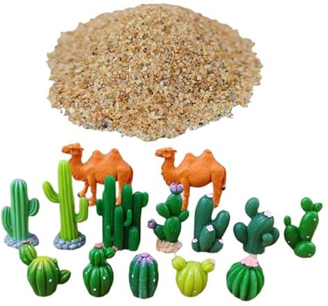 ABOOFAN Figuras De Resina con Cactus Artificial y Camellos Miniatura para Decoración DIY De Escritorio y Estantería con Plantas Suculentas Simuladas