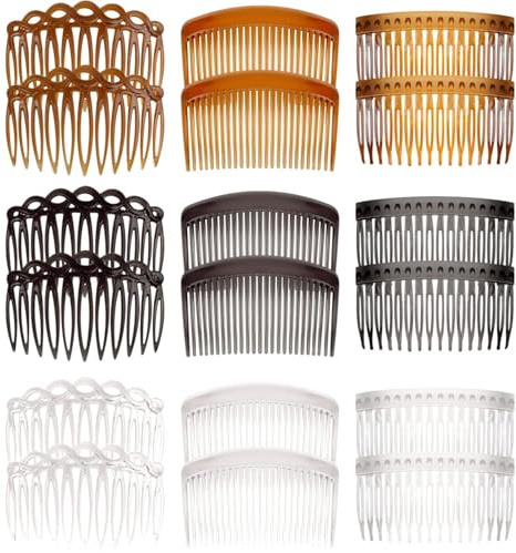 WUBAYI 18 Pièces Barrettes à Cheveux Plastique pour Femmes - Accessoires Capillaires Décoratifs Chignon Français pour Mariage, Cérémonie et Quotidien (Noir/Transparent/Marron Expresso)