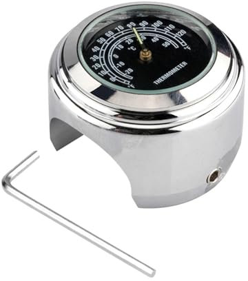 QXYSLHKC 22-25MM Moto rcycle Uhr Thermometer Temp Gauge Wasserdicht Moto rcycle Zubehör Lenker Uhr moto styling Moto zubehör(Thermometer Black)