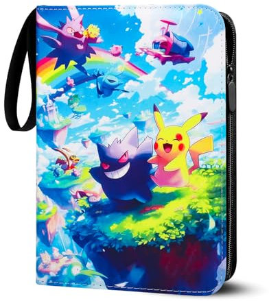 Sammelalbum für Pokemon Karten 50 Seiten 400 Karten Kapazität - Sammelkarten Album Mappe Mit Reißverschluss,Karten Album Heft Ordner für Karten,Sammelheft PU-Material Oberfläche Wasserdicht