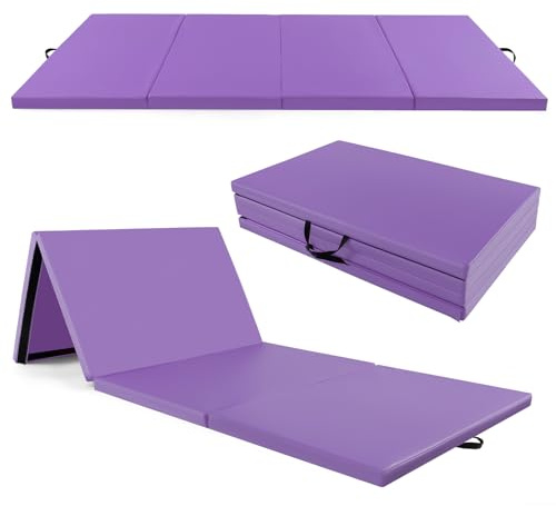 COSTWAY 300 x 120 x 5 cm Weichbodenmatte, Gymnastikmatte klappbar, Turnmatte aus PU mit Kletterverschluss & Tragegriffen, Fitnessmatte Yogamatte Zuhause für Gymnastik, Yoga