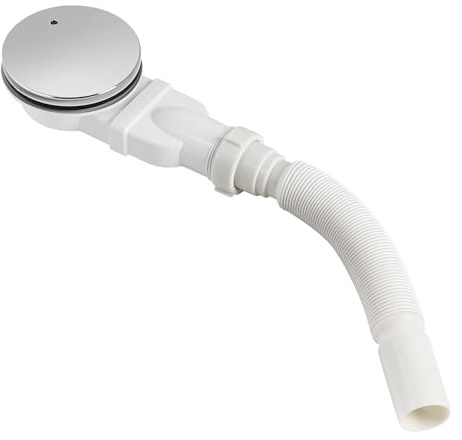 SWAWIS Bonde de Douche Ø 90mm avec PP Tuyau Flexible | Matériau ABS, avec Système Anti-Odeurs et Filtre à Cheveux, Couvercle Chromé, pour Receveur de Douche, Débit 40L/min