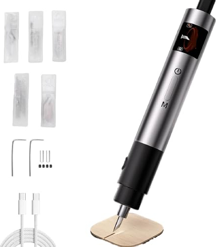Jiawu Coltello de Taglio Ad Ultrasuoni de 40 KHz, Utensile de Taglio Manuale Cablato Regolabile a 3 velocità con 4 Lame per Stampa 3D, Plexiglass, PCB, Pelle, Resina, Fai-de-te (FS-S1)
