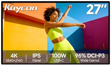 Kuycon P27G 27 inch FHD (3840x2160) 4K Monitor, IPS, 1.07 Billion Colors, 99% sRGB, HDR, 1200:1 Contrast, 178° Viewing Angle (Honeycomb - without Stand)