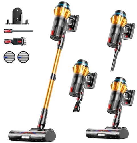 Cordless Vacuum Cleaner, 650W 55Kpa 70 Mins Cordless Stick Vacuum, Self-Standing Wireless Vacuum with Touch Screen, Anti-Tangle Vacuum Cordless, Rechargeable Vacuum Cleaners for Home/Pet Hair/Carpet