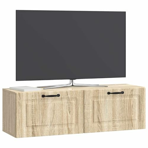 vidaXL Wandmontierter TV-Schrank Sonoma-Eiche 98 x 31 x 30 cm, Wohnzimmermöbel, moderner TV-Ständer, viel Stauraum, funktionale Medien-Einheit, platzsparendes Design, Holz-Unterhaltungszentrum