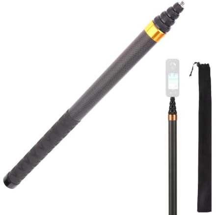 3 meters Invisible Selfie Stick for Insta360 Carbon Fiber Invisible Ultra Long Extension Stick Portable Extendable Monopod Pole Adjustable Selfie Extension Pole for Insta360 Panoramic Action Cameras