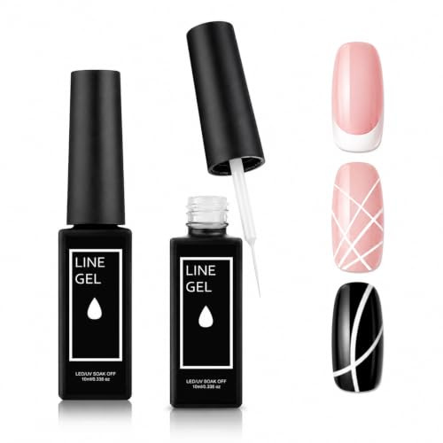 White Gel Nail Polish Liner - White Gel Polish for French Tip Nail Polish - French Tip Gel Polish - 10ml Nail Liner Painted Polish with Thin Brush - Gel Nail Polish for Precise Nail Art Painting