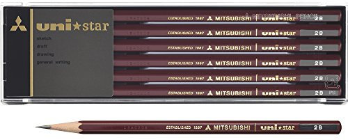 1 X Mitsubishi Pencil pencil Unistar hexagonal Standard 2B dozen (12 pieces) (japan import) by Mitsubishi Pencil Co., Ltd.