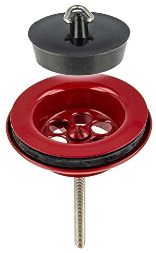 tecuro Universal Ablaufventil rot RAL 3003, 1 1/4 Zoll - für Waschbecken mit Stopfen
