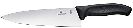 Victorinox Swiss Classic, cuchillo de trinchar profesional, hoja extra afilada, afilado recto, 20 cm, mango de plástico, acero inoxidable, negro