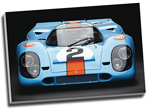 Kunstdruck auf Leinwand „Porsche 917 Gulf Le Mans“, Wandkunst, großes A1-Format, 76,2 x 50,8 cm