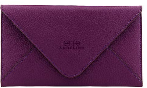 Otto Angelino Schlanke Geldbörsen-Clutch aus echtem Leder – Mehrere Fächer für Geld, Ausweis, Karten, Smartphone, RFID-Blockierung – Unisex