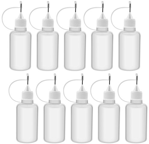 Bantoye 10 Pieces Needle Tip Glue Bottle Applicator DIY Quilling Tool Precision Tip Glue Plastic Liquid Dropper Bottles (30 ml)