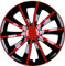 Premium Radkappen Radzierblenden Radblenden 'Modell: Gral' 4er Set, Farbe: Rot-Schwarz, Felgendurchmesser:15 Zoll