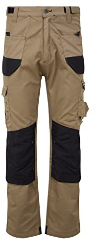 TuffStuff - Elite Work Trousers, Sand - 44 Waist, Long 32.5 Length - Lightweight Rip-Stop Cargo Work Pants with TuffTex Reinforcement - Adjustable Waist, Kneepad Pockets, & Reflective Trim