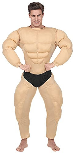 W WIDMANN MILANO Party Fashion - Costume bodybuilder, combinaison de musculation, déguisements de carnaval, Beige