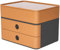 HAN Schubladenbox Allison SMART-BOX plus mit 2 Schubladen, Trennwand sowie Utensilienbox, Kabelführung, stapelbar, Büro, Schreibtisch möbelschonende Gummifüße, 1100-83, hochglänzend caramel brown