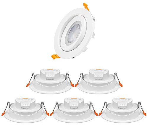 ENUOTEK 4 Zoll 12W LED Einbaustrahler Einbauspots Lampen Schwenkbar Dimmbar für Hohe Schräge Decken Ohne Trafo 230V 3000K 4000K 5000K Abstrahlwinkel 40° 120-130MM Lochmaß 6er Pack