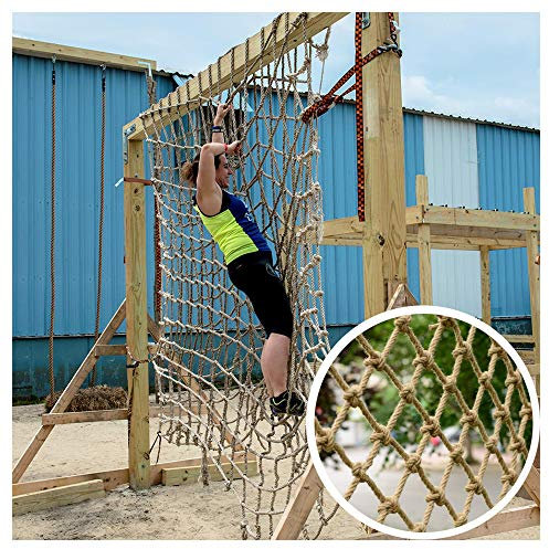 SSCYHT Spielplatz-Kletternetz, Outdoor-Kletternetz Für Kinder, Frachtnetz Hanfseile Sicherheit Und Umweltfreundliche Verschleißfest, Ø 16 Mm,20cm,4 * 3M(13 * 10ft)