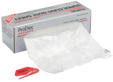 ProDec Advance 100 sqm (4m x 25m) Super Cling Polythene Dust Sheet Roll Static Charged For Invisible Cling with No Taping, Ideal for Protecting Floors, Furniture & Walls When Painting & Decorating