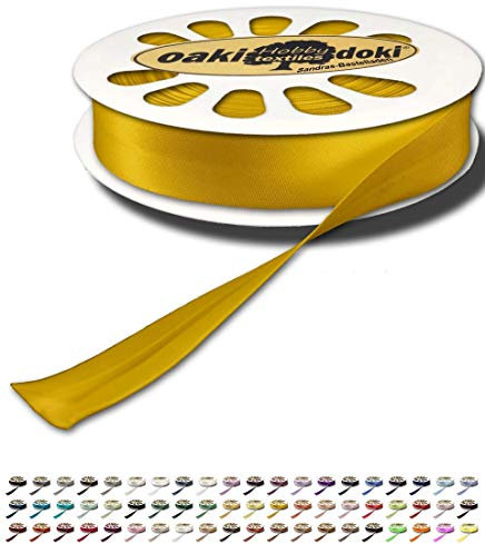 Sandras-Bastelladen Schrägband/Einfassband Satin gefalzt 20m x 20mm 645-Sonnengelb