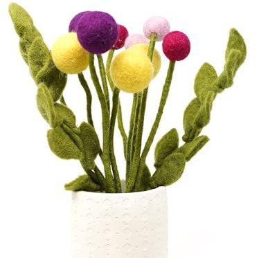 Gry & SIF künstlicher Blumenstrauß aus Filz, dekorative Blumen-Arrangements, Frühlingsstrauß, Wohnzimmer-Deko im Scandi-Stil, Handmade, Fairtrade | 1x Filz-Blumenstrauß Elisa, 12-teilig