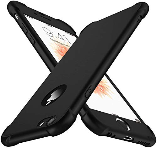ORETECH Kompatibel mit iPhone 6/6s Hülle, mit [2X Displayschutzfolie] 360 Grad Stoßfest Ganzkörperschutz Handyhülle TPU Silikon Bumper Hard PC Kratzfeste Case Schutzhülle für iPhone 6/6s 4.7-Schwarz