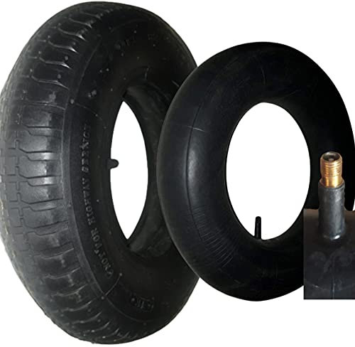 [OKAO] Neumático de carretilla 4.80/4.00-8 + Tubo interior compatible con rueda de remolque, tractor cortacésped, camión, carretilla. Carga 120 kg. Válvula sólida TR13