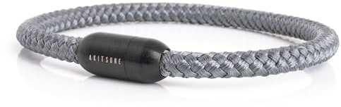 Akitsune Silvus Nylonarmband | 5mm Dick | Armschmuck Damen Herren Edelstahl Armband Magnetverschluss - Mattschwarz