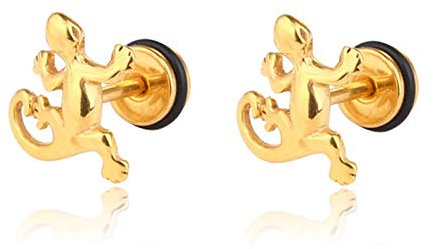 Unisex-Ohrringe, Ohrstecker Edelstahl Modeschmuck Ohrringe Gold Herren Damen Gecko Ohrstecker Gold