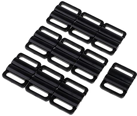 kowaku 10 di Clip per Bikini Gancio E Chiusura a Scatto Fermagli in Plastica da 14 Mm Chiusura Reggiseno Costumi da Bagno, Nero, 25x19mm