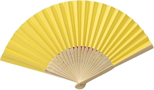 Yukiyi Dunkelgrüne Handfächer für Damen klappbar Frauen, faltbare Handfächer, Stoff-Faltfächer, DIY, handgefertigte Fächer zum Tanzen, Foto-Requisiten, Wanddekoration, Hochzeitszubehör (Gelb)