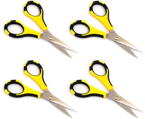 EK Tools Cutter Bienenschere, 4 Stück, Schwarz und Gelb, Multipack-Scheren für Stoff, Stickerei, Basteln, Kräuter, Gartenarbeit, Büro, Zuhause und mehr