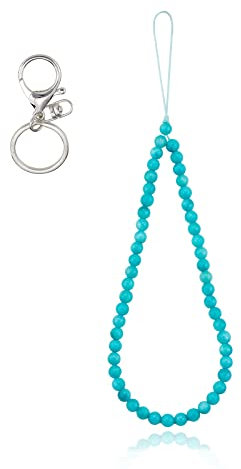 BEEFLYING Correas de muñeca con cordón para teléfono de Piedra Natural Encantos del teléfono de Piedras Preciosas de Jade Azul Cuerda de cordón antipérdida para Accesorio Colgante de teléfono
